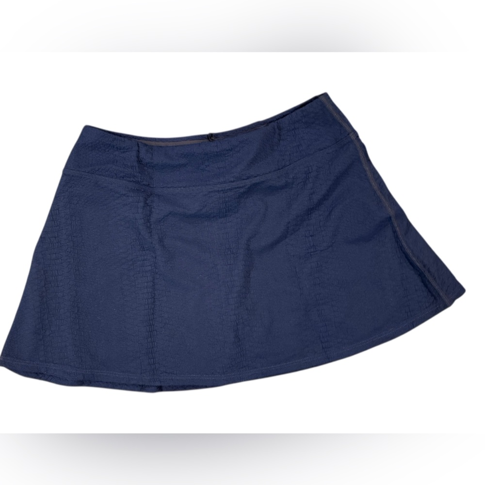 GIGI C Heidi SnakeSkin embossed navy blue Textured skort athletic sporty gym LG